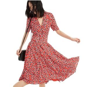 J. Crew Red and White Midi Dress